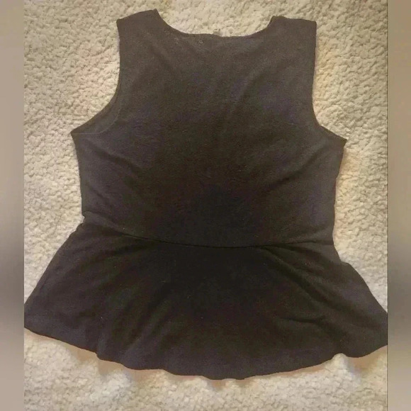 Elle Black Sleeveless Tank Top with Peplum Ruffle - Picture 3 of 12